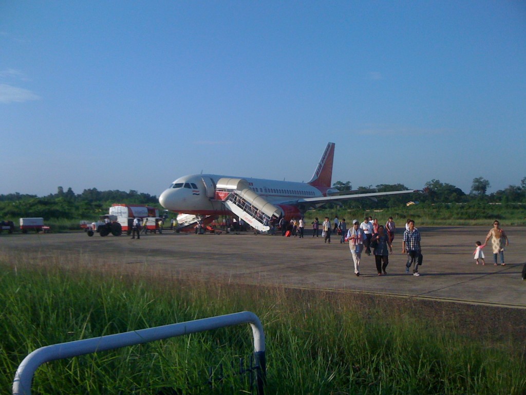 Disembarking the plane at Dimapur airport