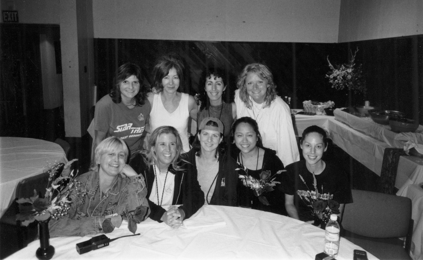 Michelle and the women of Indigo Girls band and crew circa 2002
