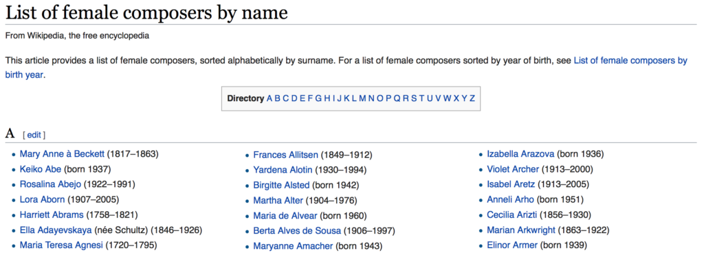 Wikipedia list example