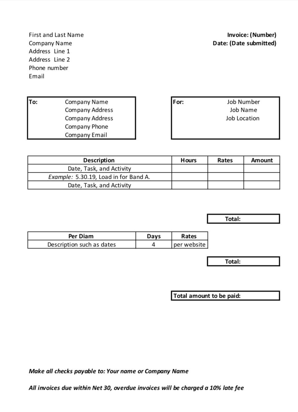 Invoicing 23  SoundGirls.org In Net 30 Invoice Template